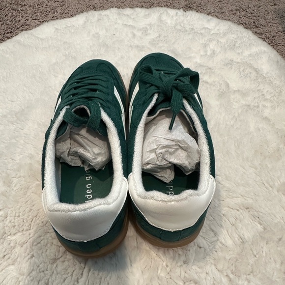 Madden Girl Green Suede Retro Sneakers with White Accents - Picture 2 of 6
